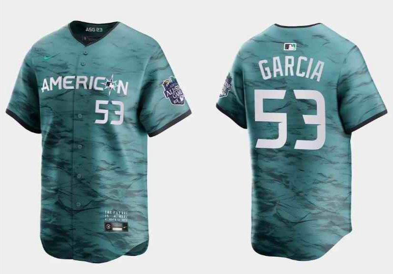 Men's Texas Rangers #53 Adolis Garcia Teal 2023 All-star Stitched Baseball  Jersey