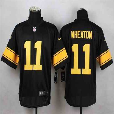 Nike Steelers #11 Markus Wheaton Black(Gold No.) Men's Stitched NFL Elite Jersey