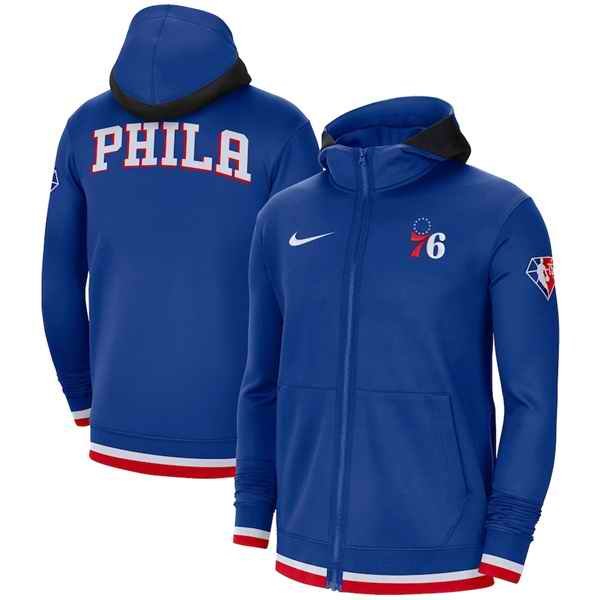 Men's Philadelphia 76ers Royal 75th Anniversary Performance Showtime Full-Zip Hoodie Jacket