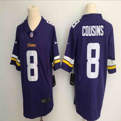 Men's Minnesota Vikings #8 Kirk Cousins Purple Vapor Untouchable Limited Stitched NFL Jersey