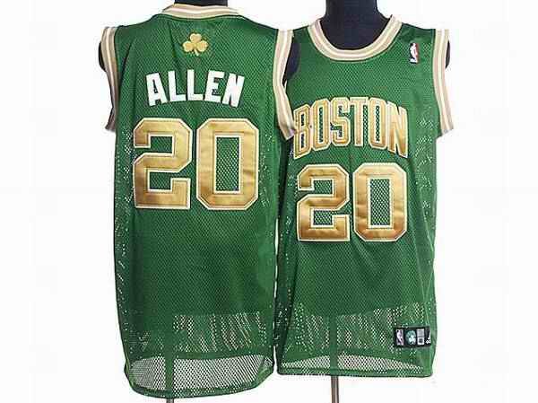 Celtics #20 Ray Allen Stitched Green Gold Number NBA Jersey