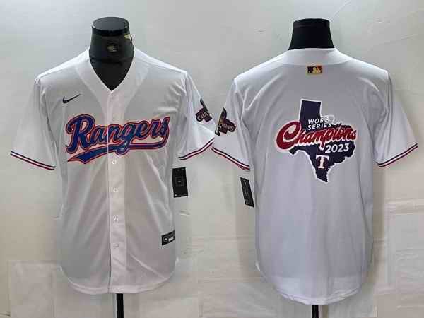 Men's Texas Rangers Team Big Logo White 2024 Gold Collection Cool Base Stitched Baseball Jersey