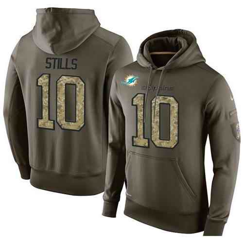 NFL Men's Nike Miami Dolphins #10 Kenny Stills Stitched Green Olive Salute To Service KO Performance Hoodie