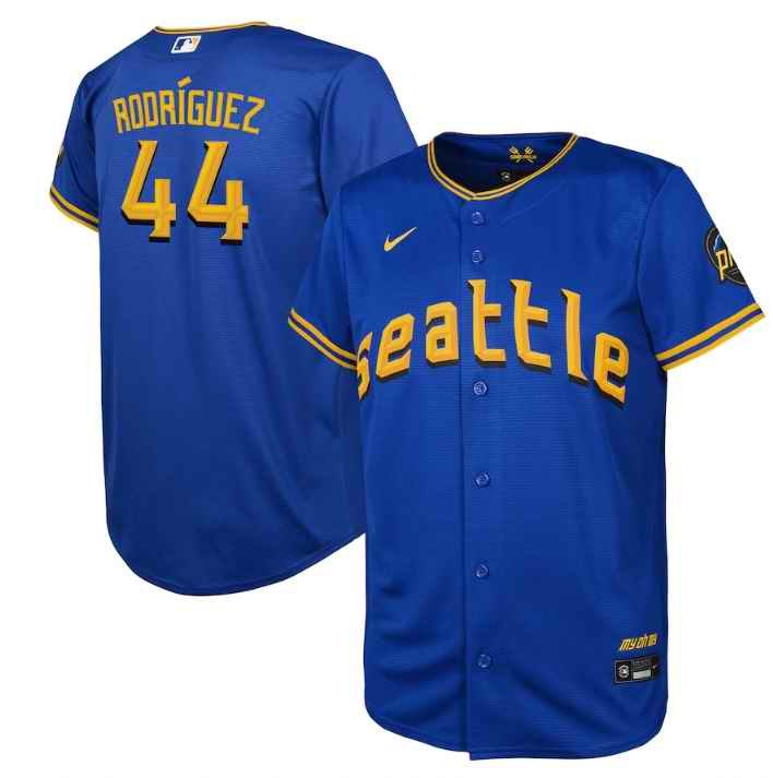 Youth Seattle Mariners #44 Julio Rodriguez Royal 2023 City Connect Stitched Baseball Jersey