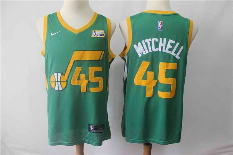 Men's Utah Jazz #45 Donovan Mitchell Green 2018/19 Earned Edition Swingman Stitched NBA Jersey