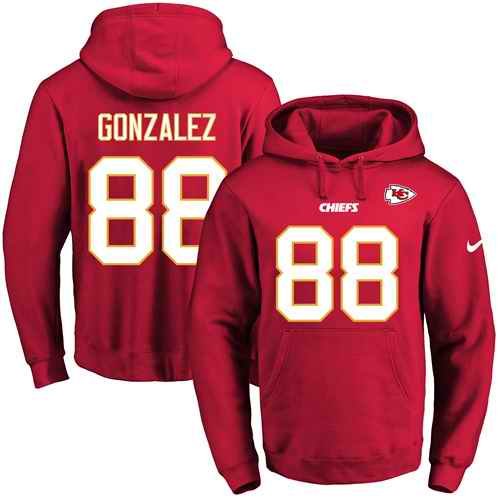 Nike Chiefs #88 Tony Gonzalez Red Name & Number Pullover NFL Hoodie