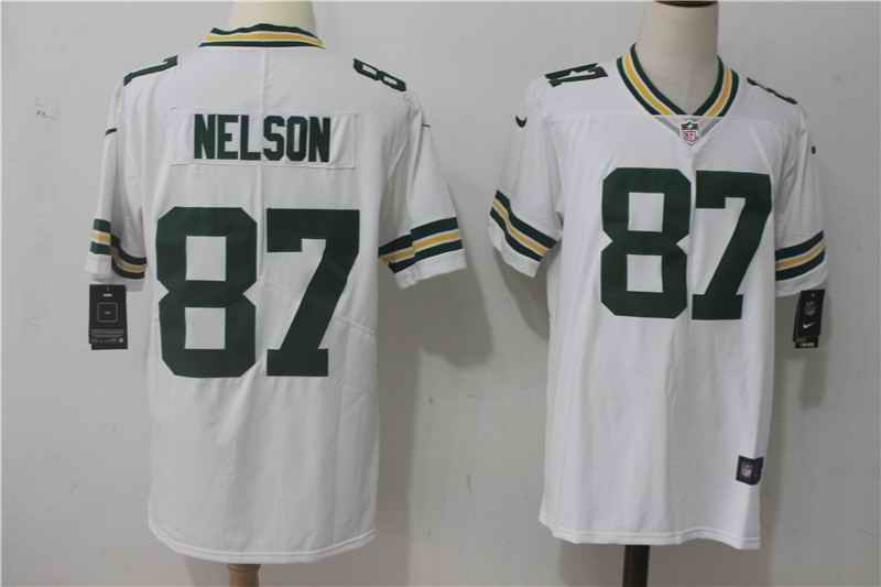 Men's Nike Green Bay Packers #87 Jordy Nelson White Stitched NFL Vapor Untouchable Limited Jersey