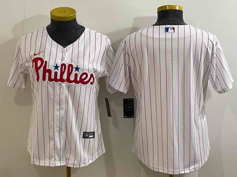 Women's Philadelphia Phillies Blank White Stitched Baseball Jersey(Run Small)