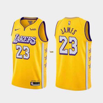 Men's Los Angeles Lakers #23 LeBron James Yellow Stitched NBA Jersey