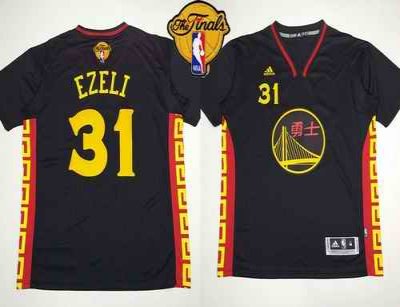 Warriors #31 Festus Ezeli Black Slate Chinese New Year The Finals Patch Stitched NBA Jersey