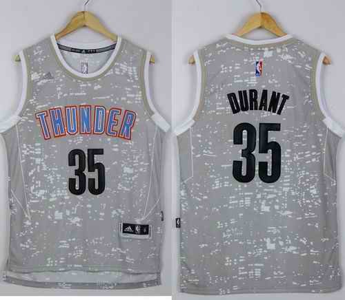 Thunder #35 Kevin Durant Grey City Light Stitched NBA Jersey