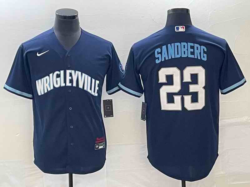 Men's Chicago Cubs #23 Ryne Sandberg Navy City Connect Cool Base Stitched Baseball Jersey