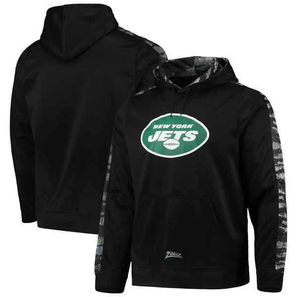 Men's New York Jets Zubaz Black Tonal Oxide Pullover Hoodie