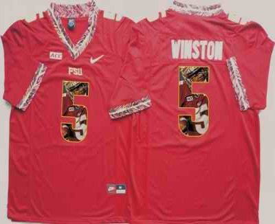 Seminoles #5 Jameis Winston Red Player Fashion Stitched NCAA Jersey