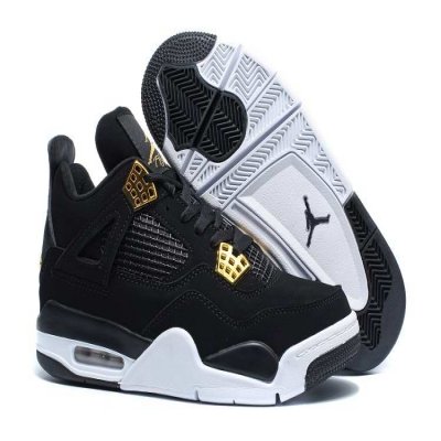 Men's Air Jordan 4 Black White Gold Shoes