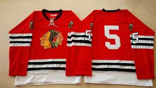 Mitchell And Ness 1960-61 Blackhawks #5 David Rundblad Red Stitched NHL Jersey