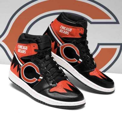 Men's Chicago Bears High Top Leather AJ1 Sneakers 002