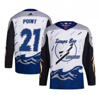 Men's Tampa Bay Lightning #21 Brayden Point White 2022-23 Reverse Retro Stitched Jersey