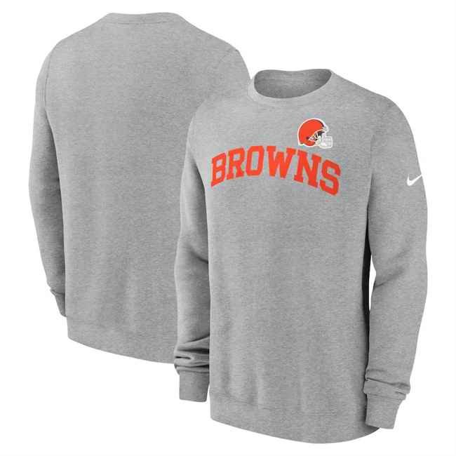 Men's Cleveland Browns Heather Grey Club Pullover Sweatshirt