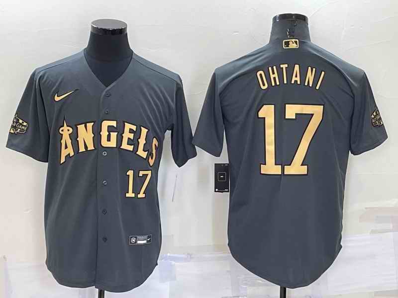 Men's Los Angeles Angels #17 Shohei Ohtani 2022 All-star Charcoal Cool Base Stitched Jersey