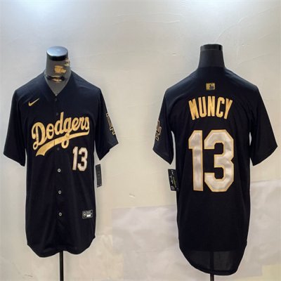 Men's Los Angeles Dodgers #13 Max Muncy Black Gold Limited Stitched Baseball Jersey