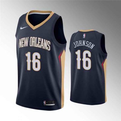 Men's New Orleans Pelicans #16 James Johnson Navy Icon Edition Stitched Jersey