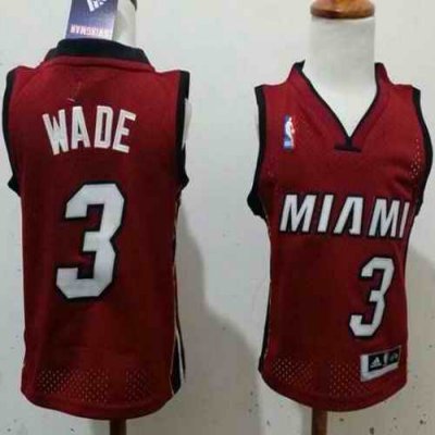 Toddler Heat #3 Dwyane Wade Red Stitched NBA Jersey