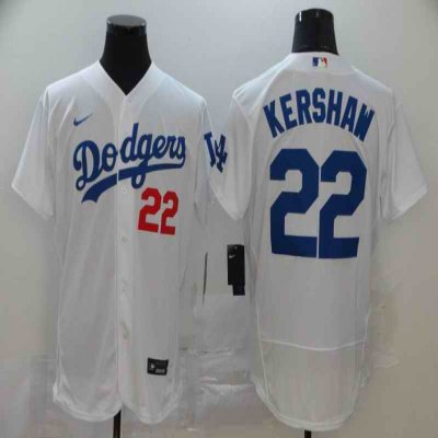 Men's Los Angeles Dodgers #22 Clayton Kershaw White Flex Base Stitched MLB Jersey