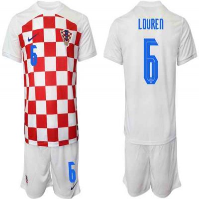 Men's Croatia #6 Lovren White Home Soccer Jersey Suit