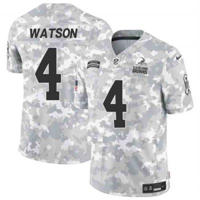 Men's Cleveland Browns #4 Deshaun Watson 2024 F.U.S.E Arctic Camo Salute to Service Limited Stitched Football Jersey