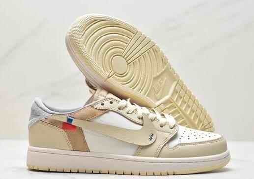 Men's Running Weapon Air Jordan 1 Low Cream Shoes 0567