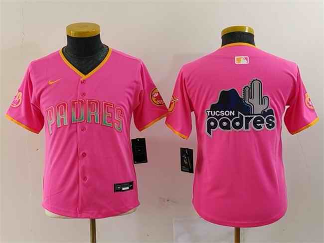 Youth San Diego Padres Team Big Logo Pink Stitched Baseball Jersey