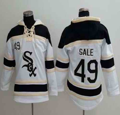 White Sox #49 Chris Sale White Sawyer Hooded Sweatshirt MLB Hoodie