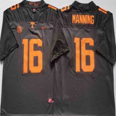 Men's Tennessee Volunteers #16 MANNING Grey Stitched Jersey