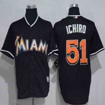 marlins #51 Ichiro Suzuki Black New Cool Base Stitched MLB Jersey