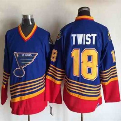 Blues #18 Tony Twist Light Blue/Red CCM Throwback Stitched NHL Jersey