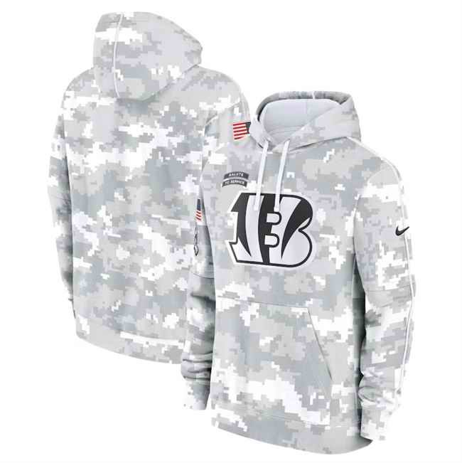 Men's Cincinnati Bengals 2024 Arctic Camo Salute to Service Club Fleece Pullover Hoodie