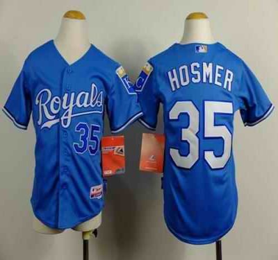 Royals #35 Eric Hosmer Blue Cool Base Alternate 1 Stitched Youth MLB Jersey