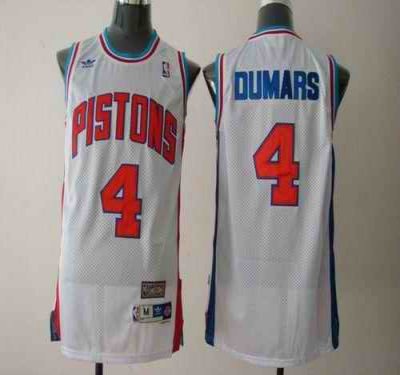 Pistons #4 Joe Dumars White Throwback Stitched NBA Jersey