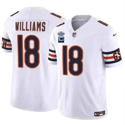 Men's Chicago Bears #18 Caleb Williams White 2024 F.U.S.E. With Draft Patch And 1-star C Patch Vapor Stitched Football Jersey