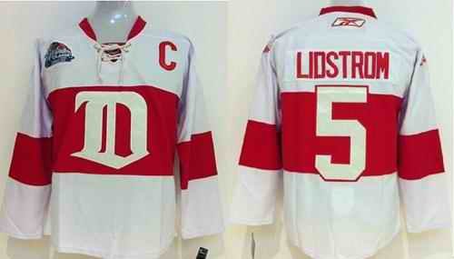 Red Wings #5 Nicklas Lidstrom White Winter Classic Stitched Youth NHL Jersey