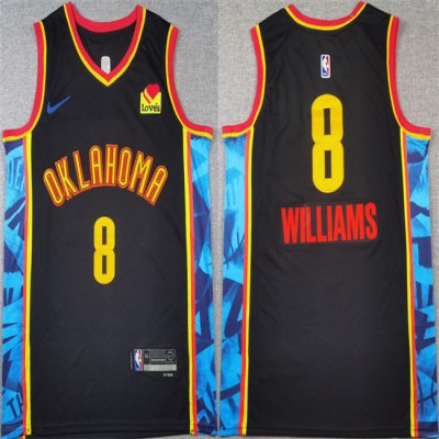 Men's Oklahoma City Thunder #8 Jalen Williams Black 2024-25 City Edition Stitched Basketball Jersey