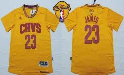 Cavaliers #23 LeBron James Yellow Short Sleeve The Finals Patch Stitched NBA Jersey