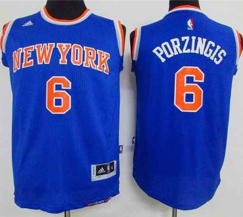 Knicks #6 Kristaps Porzingis Blue Stitched Youth NBA Jersey