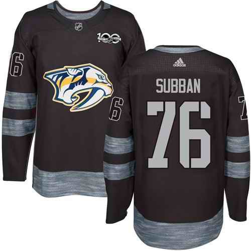 Predators #76 P.K Subban Black 1917-2017 100th Anniversary Stitched NHL Jersey