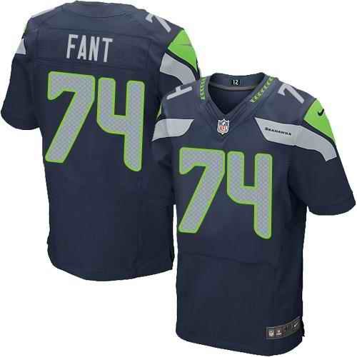 Nike Seahawks #74 George Fant Steel Blue Team Color Men's Stitched NFL Elite Jersey