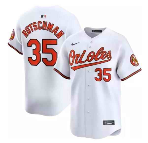 Men's Baltimore Orioles #35 Adley Rutschman White 2024 Home Limited Cool Base Stitched Baseball Jersey