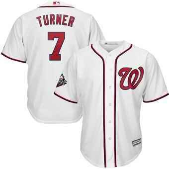 Men's Washington Nationals #7 Trea Turner Majestic White 2019 World Series Bound Cool Base Stitched MLB Jersey