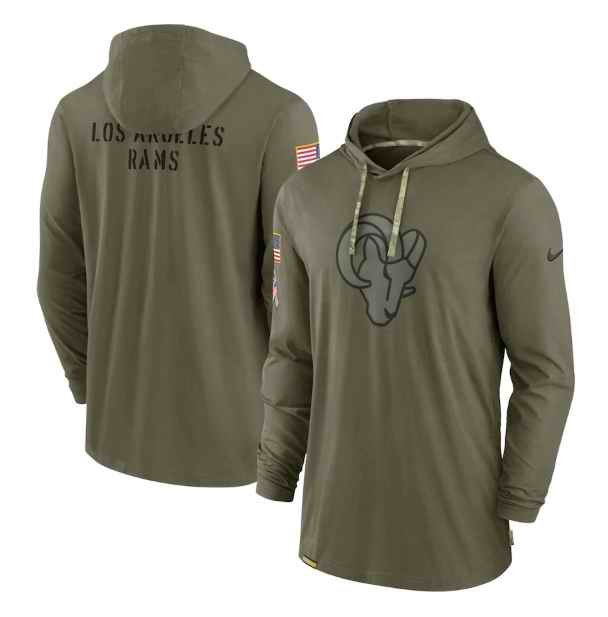 Men's Los Angeles Rams 2022 Olive Salute to Service Tonal Pullover Hoodie