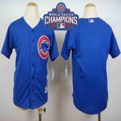 Cubs Blank Blue Alternate 2016 World Series Champions Stitched Youth MLB Jersey